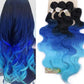 3 Tone Colored Synthetic Hair Extension (Purple/Blue/Grey) Bundles With Closure